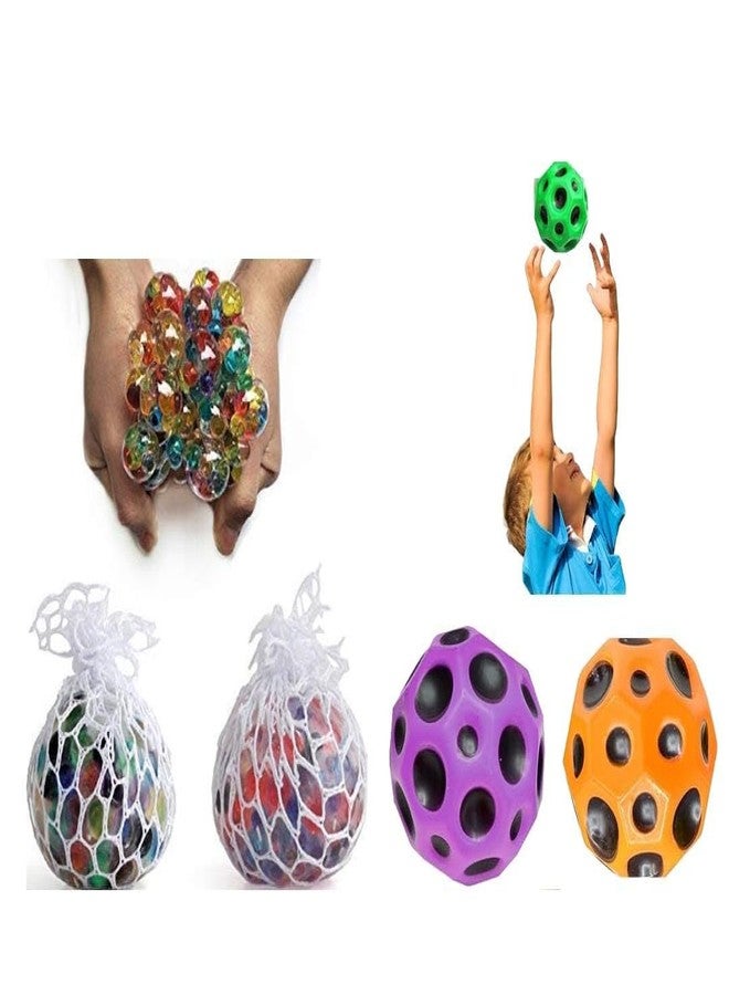 Sellon1 2 Pcs Squishy Stress Relief Ball + 2 pcs Moon Ball 2 in 1 Combo for Kids - Soft Stress Relief and high Bouncy Play Toy Ideal Gift for boy and Girls - Image 1